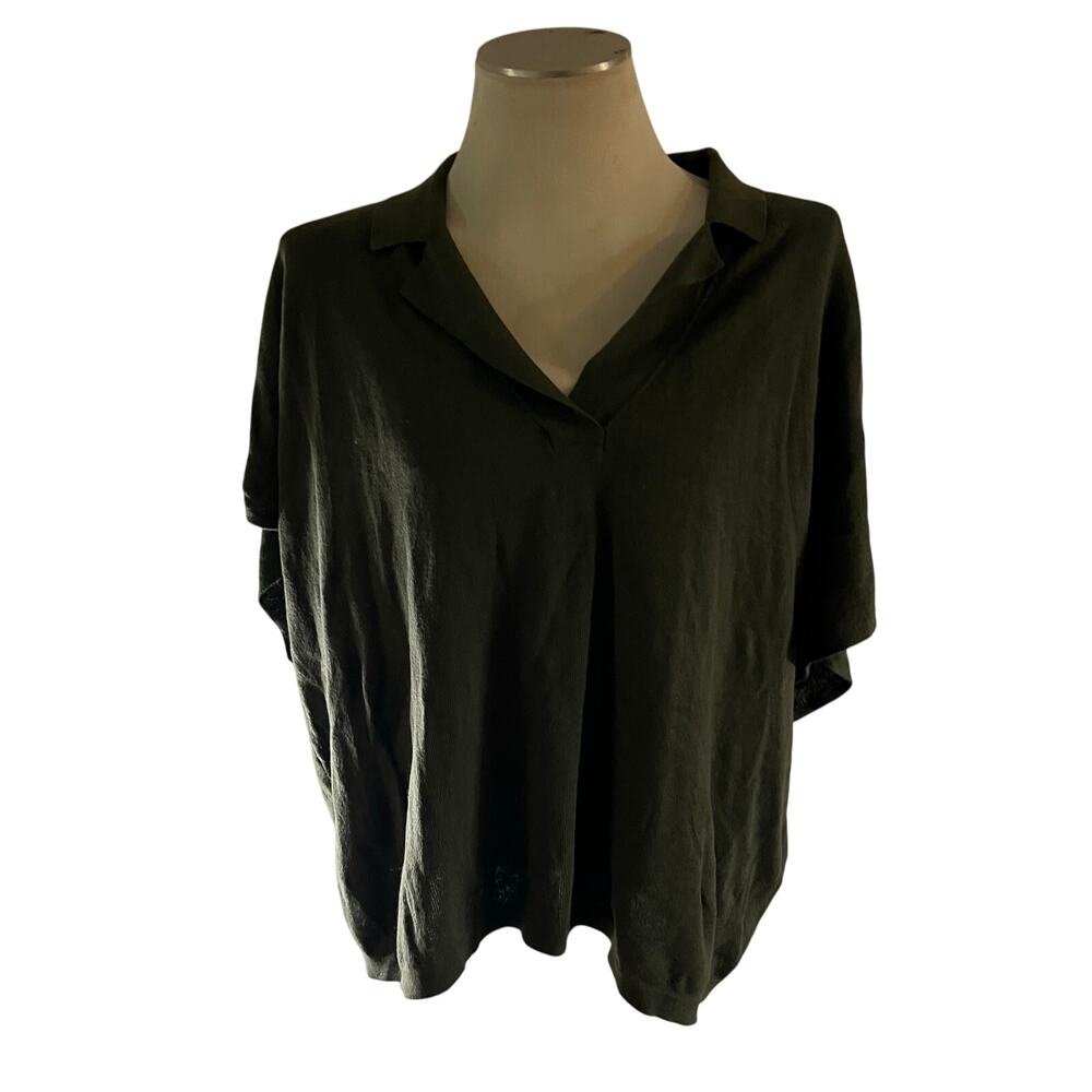 Banana Republic Green Knit Polo Top Plus Sz XXL Office Work Preppy